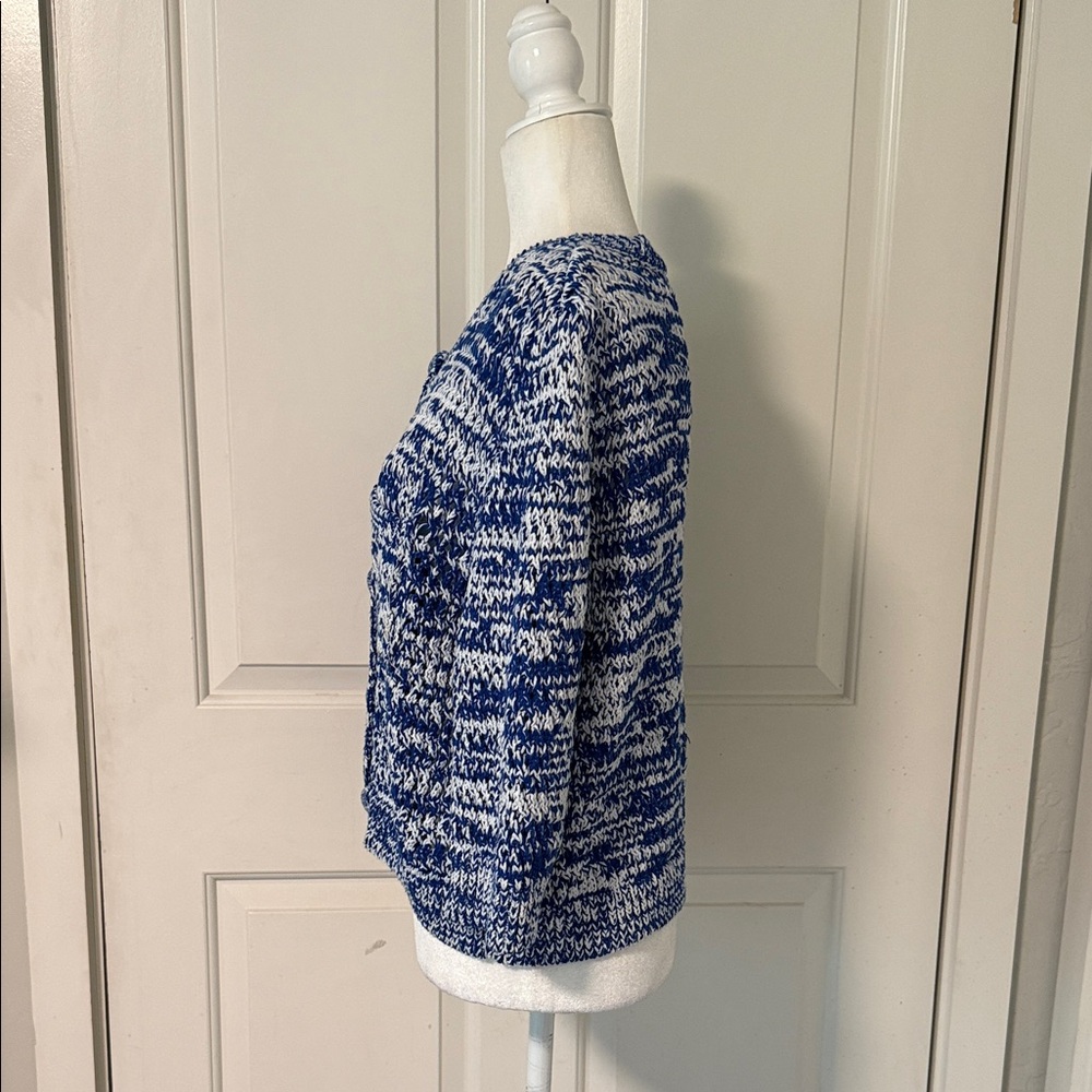Zara Blue and White Knit Cardigan - Picture 2 of 4